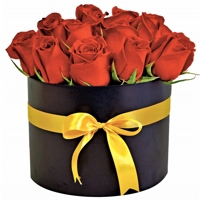 Caixa Redonda com 24 Rosas Vermelhas