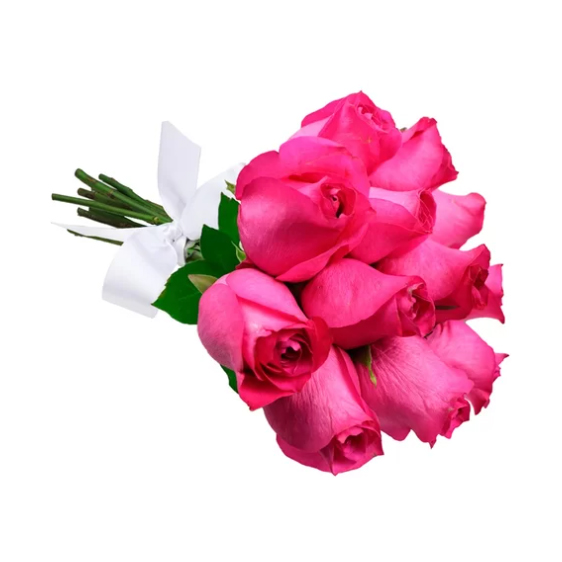 Buqu com 12 Rosas Pink Ou Rosa Rosa
