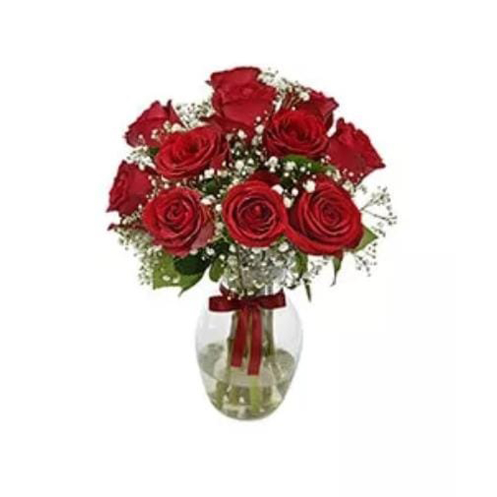 Luxo com 15 Rosas Vermelhas no Vaso